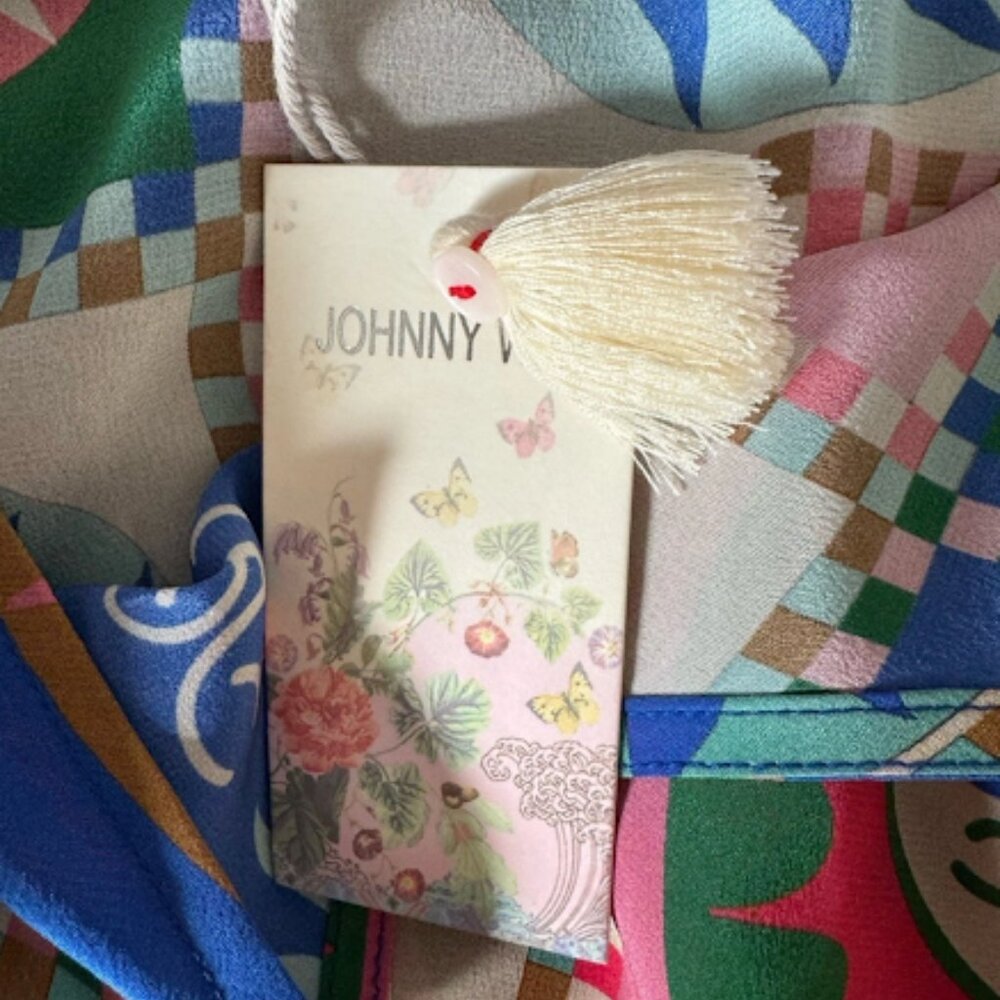 Johnny Was Workshop Silk V-Neck Swing Dress Sun Pattern Colorful Lionora Size S - Picture 4 of 9
